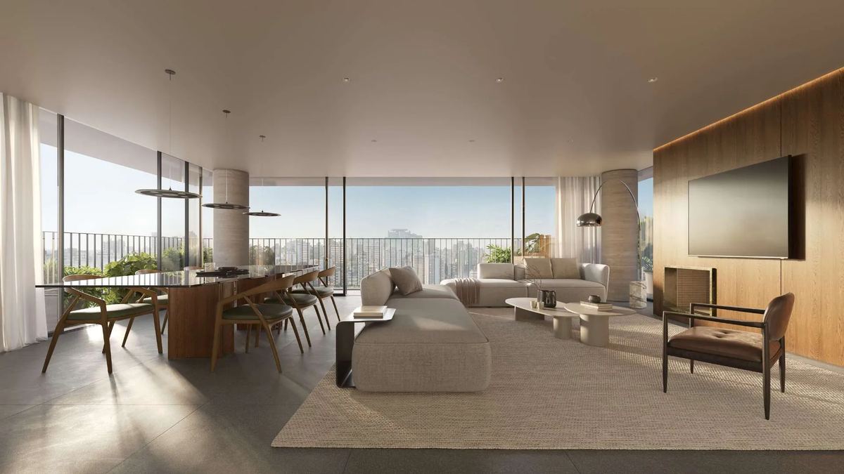 Living de apartamento do Matiz Moinhos, em imagem ilustrativa