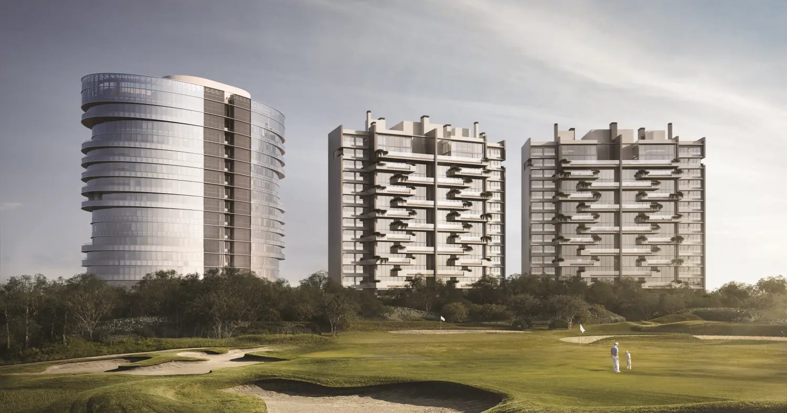Torres residenciais ao lado do campo de golfe do Porto Alegre Country Club, no bairro Boa Vista, em Porto Alegre