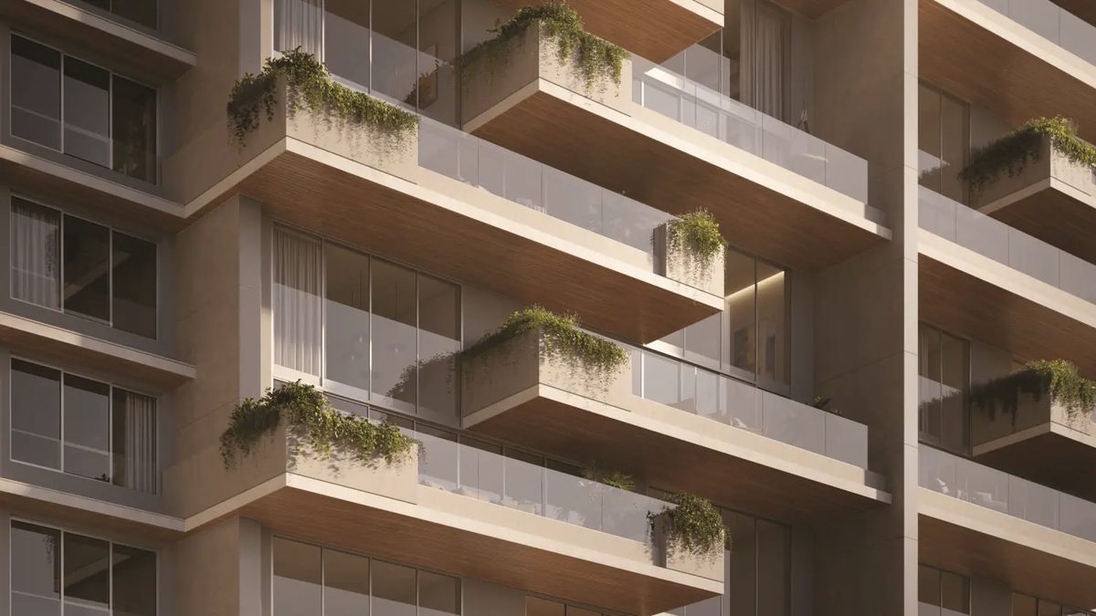 Sacadas com jardineiras e guarda-corpo de vidro nas residências do Alameda Jardins, no bairro Boa Vista, em Porto Alegre