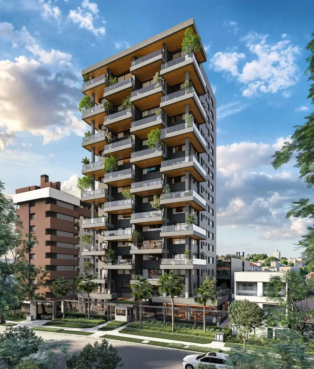 Fachada de apartamentos de alto padrão no bairro Bela Vista, em Porto Alegre
